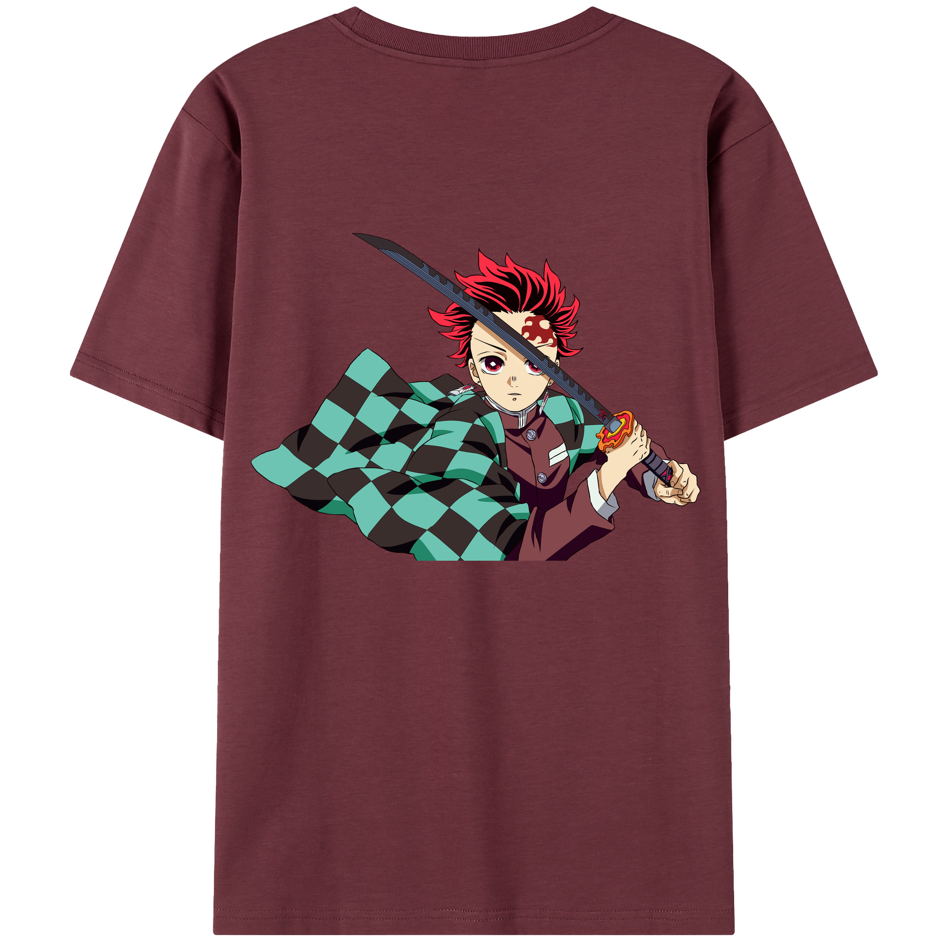 （画像用） 鬼滅の刃 竈門 炭治郎／かまど たんじろう Kamado Tanjirou 綿100％半袖Tシャツ（背面プリント）
